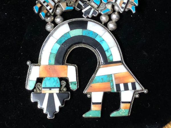 Huge 1940’s Zuni Rainbow Dancer Squash Blossom