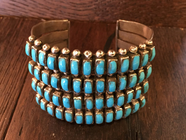 Zuni four row turquoise rectangles